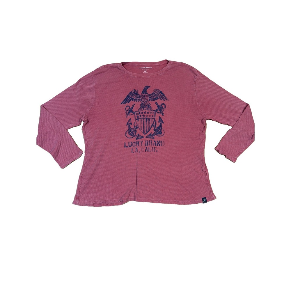 Lucky Brand (Size XXL) Mens Waffle Thermal Knit Long Sleeve T-shirt "Red"